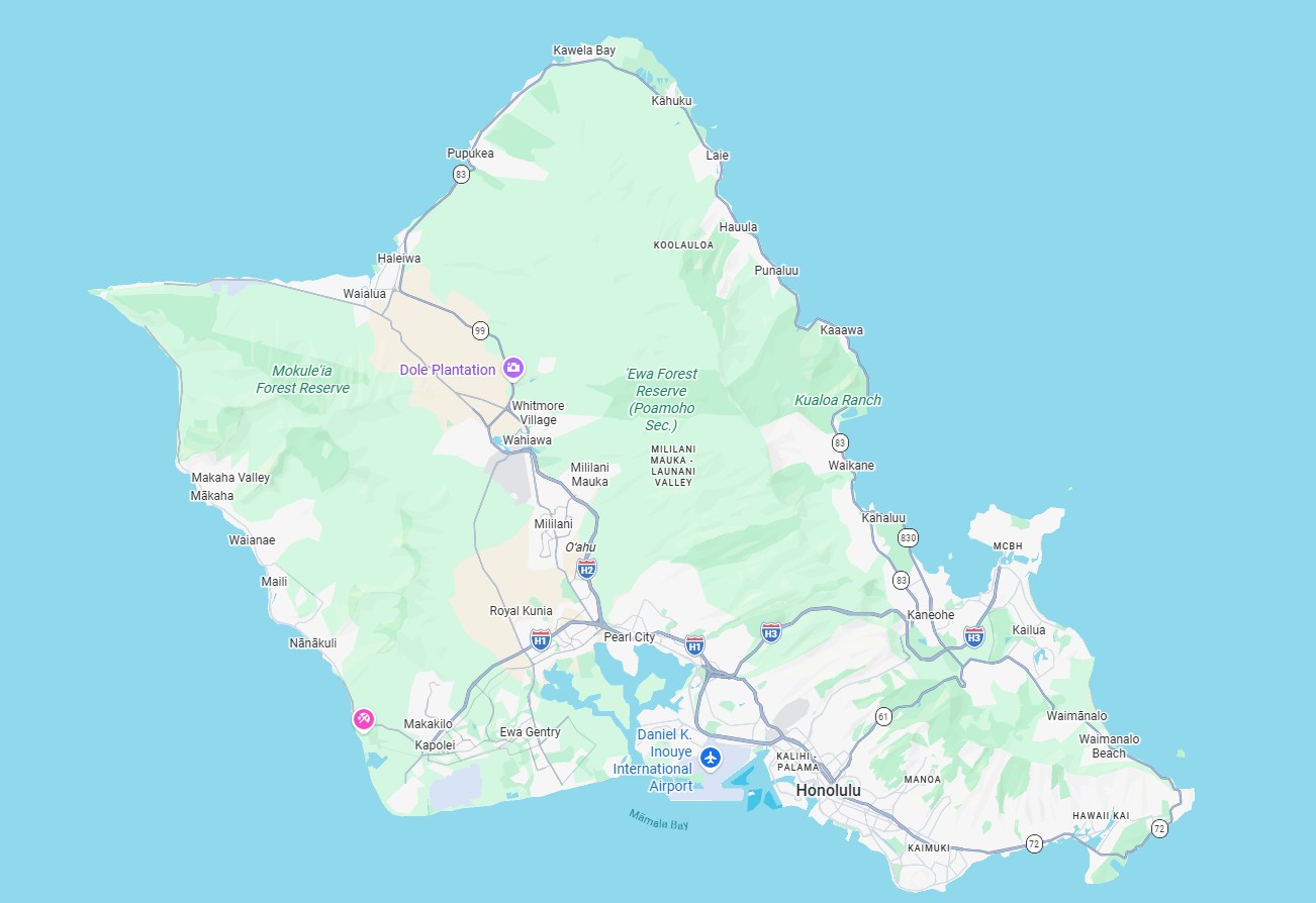 Map of Oahu island service area
